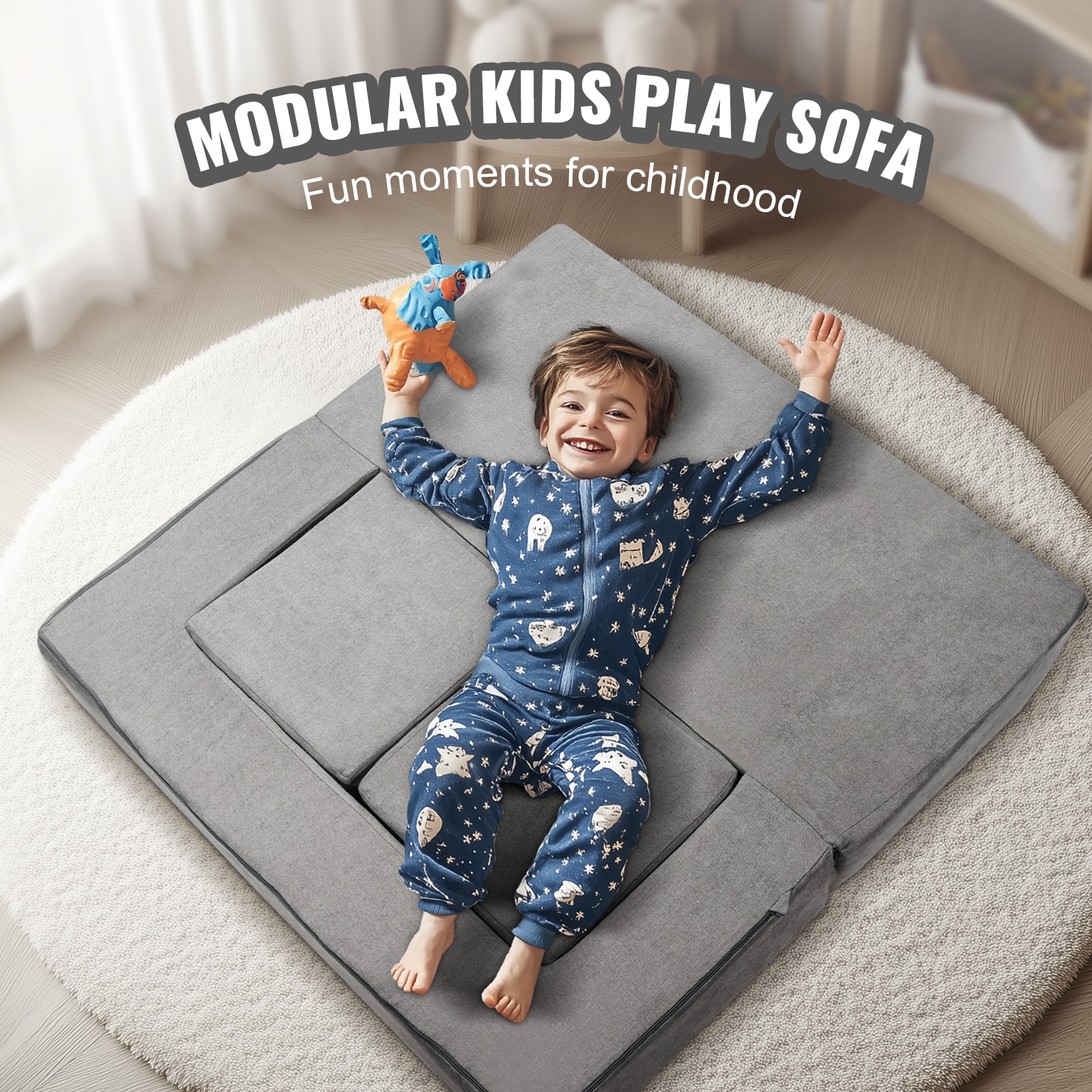 Kids Modular Play Couch Sectional Sofa For Toddlers And Children_voghion.com